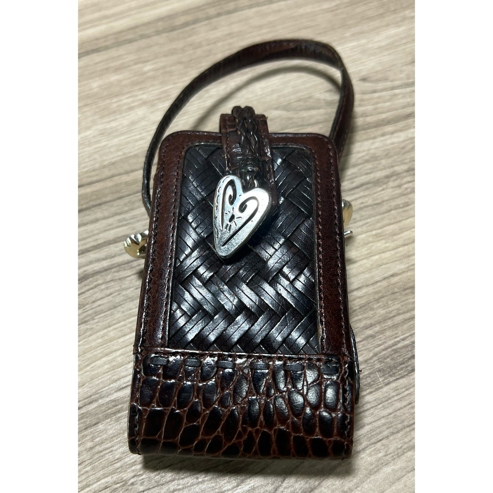 Brighton Black and Brown Woven Phone Case with Silver Heart